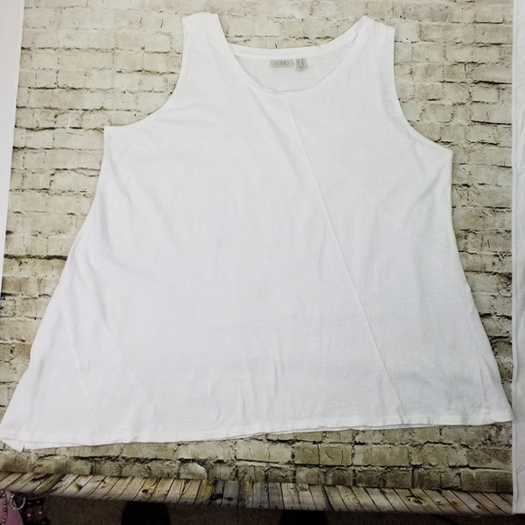 LOGO Lori Goldstein White Modal Slub Sleeveless Asymmetrical Tank Top Womens 2X - Picture 5 of 9